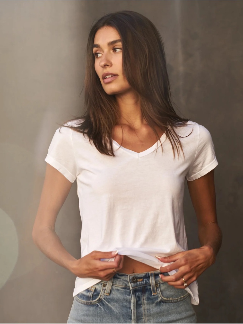 Rowan Tyler V-Neck Tee White - XS